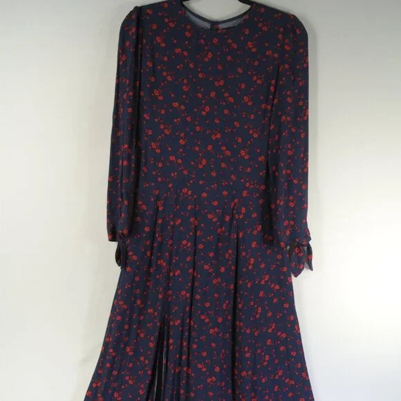 NEW Reformation Zelda Anaheim Poppy Midi Long Sleeve Slit Dress size 8 #1539 - Picture 6 of 13